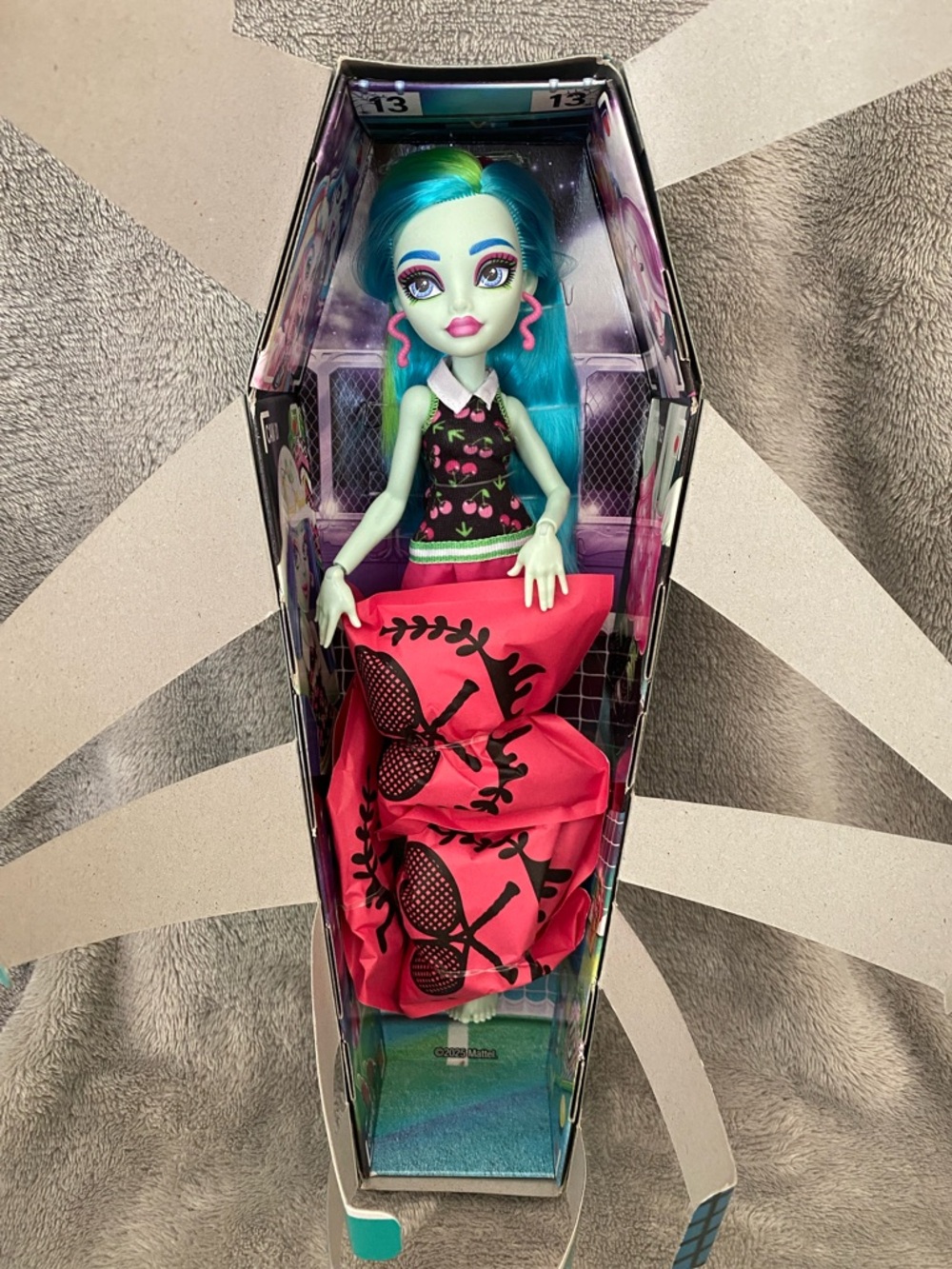Mattel Monster Doll with Teal Hair and Pink Skirt